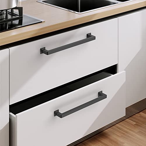 9BUILD 10 Pack 7.5 Inch Matte Black Cabinet Pulls - Kitchen & Dresser Handles - Image 2