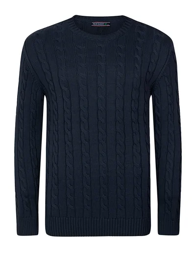 FELIX HARDY Cable Knit Crew Neck Pullover