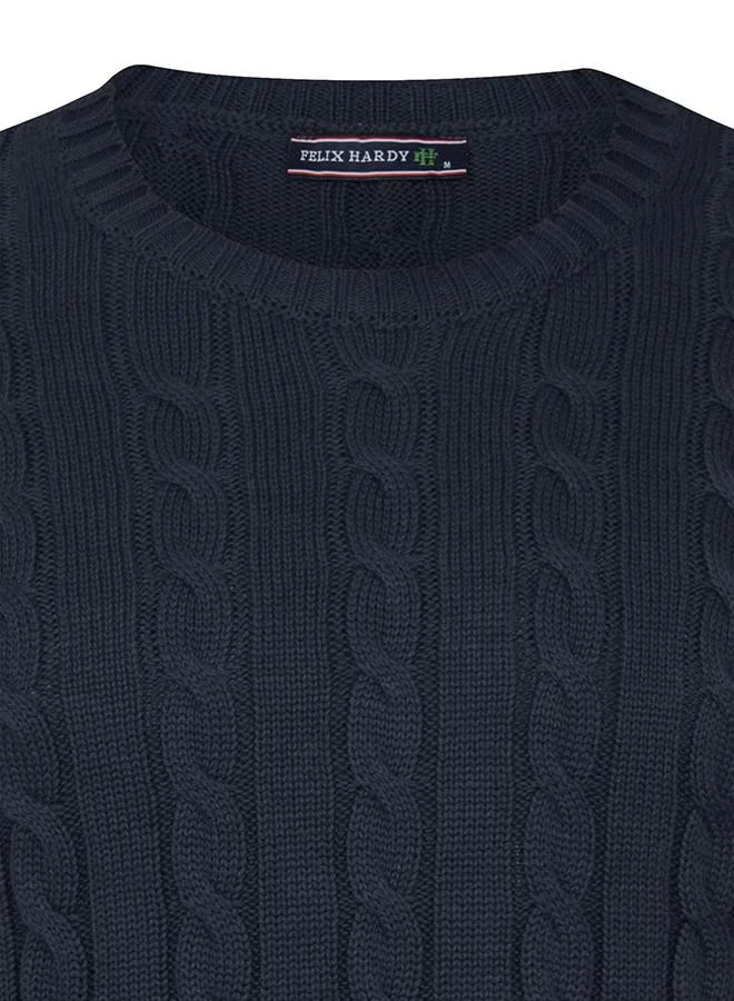 FELIX HARDY Cable Knit Crew Neck Pullover