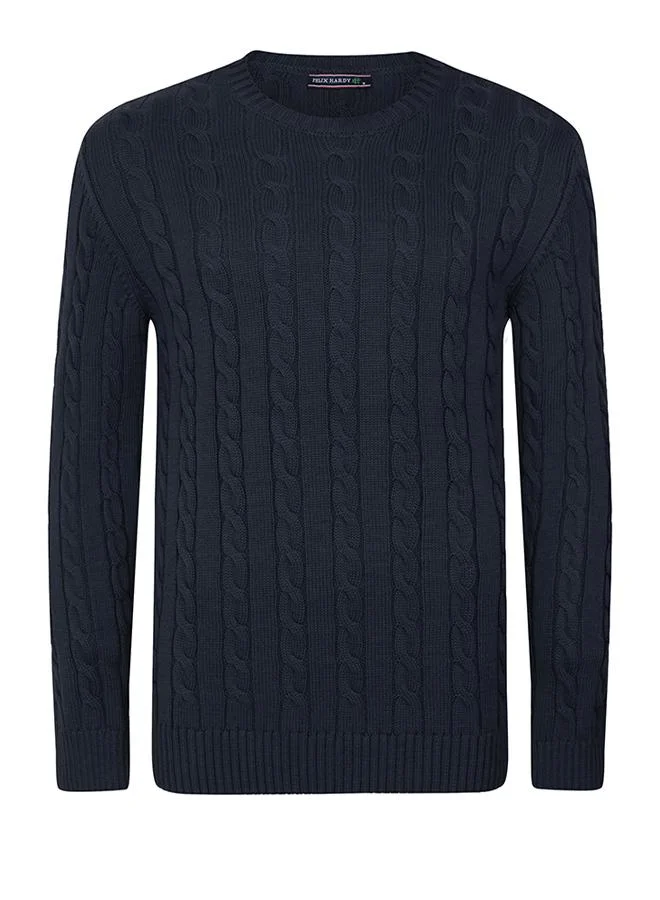 FELIX HARDY Cable Knit Crew Neck Pullover
