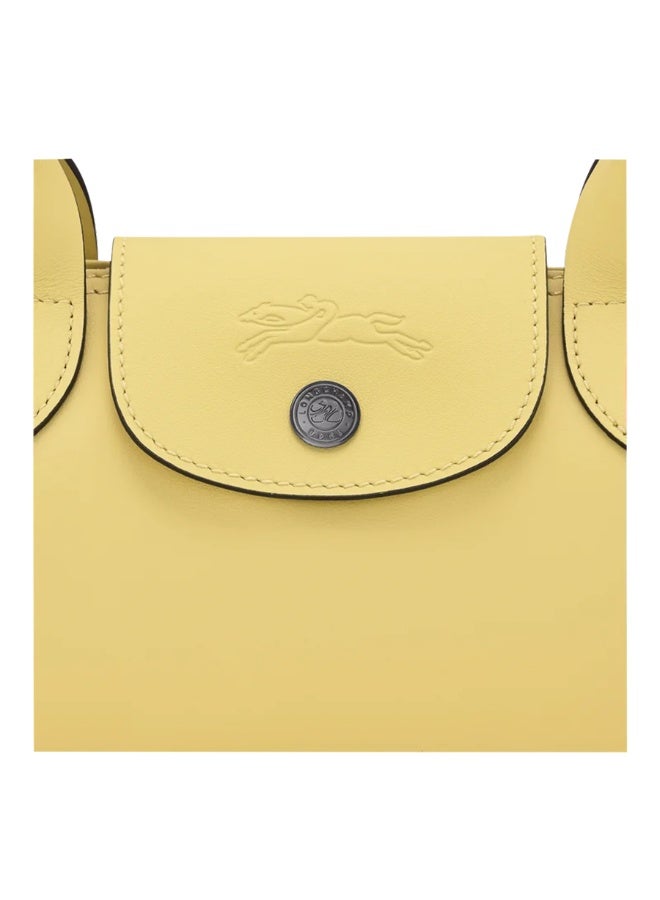 Longchamp Style Mini Baguette Shoulder Bag, Pastel Yellow Faux Leather - Image 4