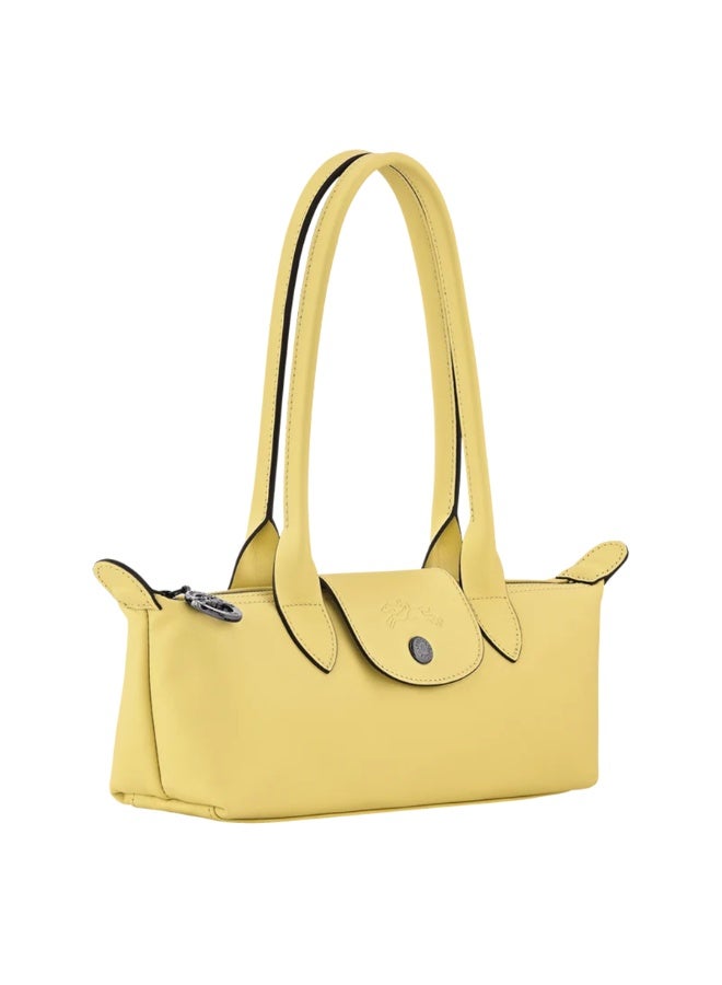 Longchamp Style Mini Baguette Shoulder Bag, Pastel Yellow Faux Leather - Image 5