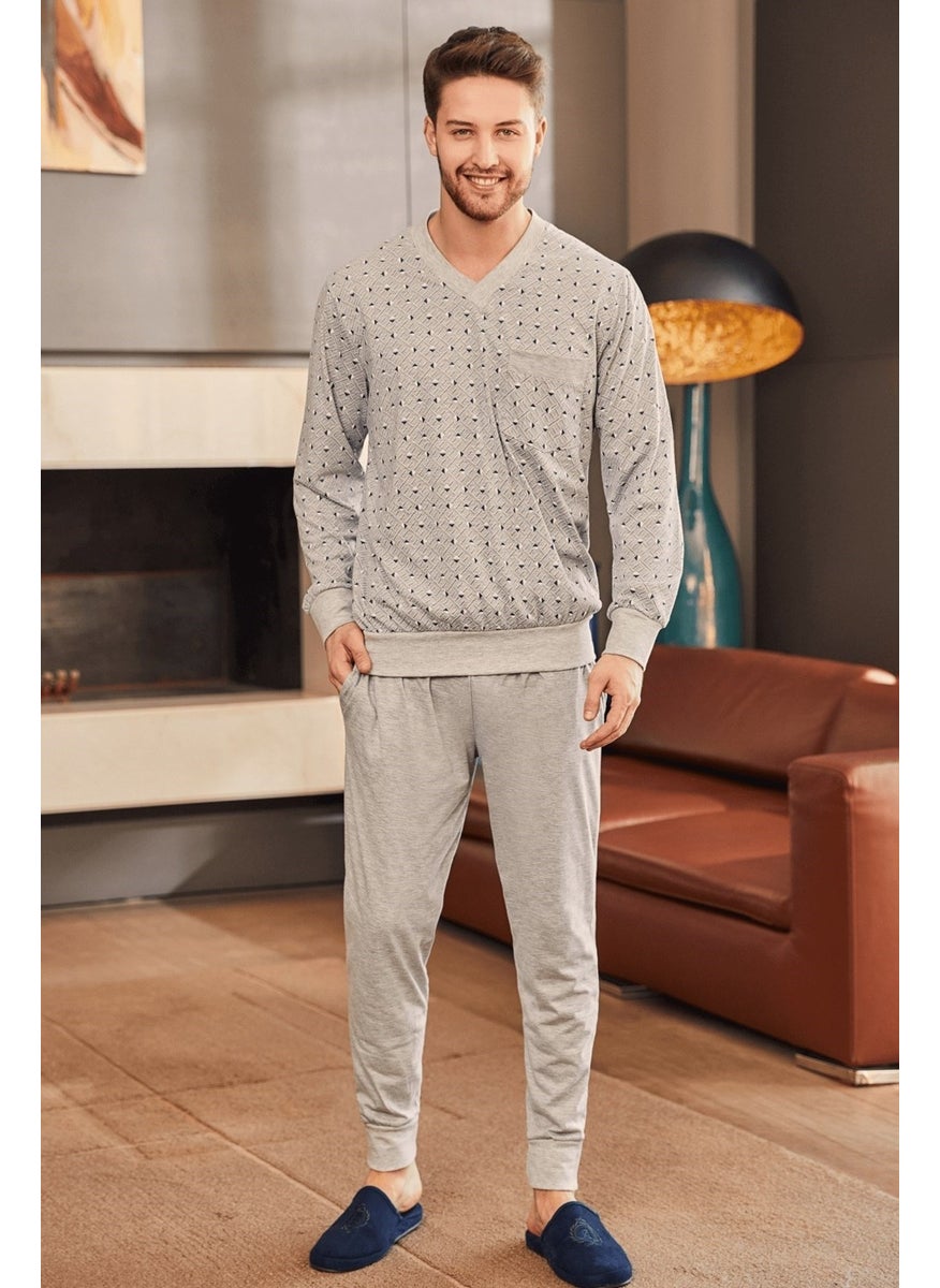 Mecit Pijama - Mecit 2757 Gray Large Size Men's Pajama Set - Image 1