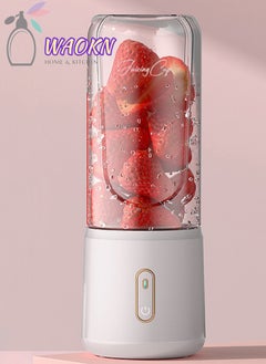 WAOKN Portable Fruit Blender Personal Juice Cup for Smoothies Wireless Rechargeable Mixer For Travel Sports Office School Juice Cup Powerful Blades Cordless Juicer For All Kinds Of Fruits With An Extra Lid  - Image 1