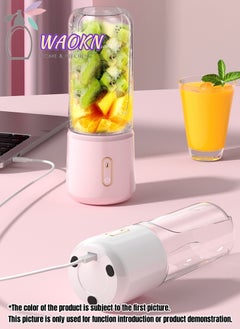 WAOKN Portable Fruit Blender Personal Juice Cup for Smoothies Wireless Rechargeable Mixer For Travel Sports Office School Juice Cup Powerful Blades Cordless Juicer For All Kinds Of Fruits With An Extra Lid  - Image 4