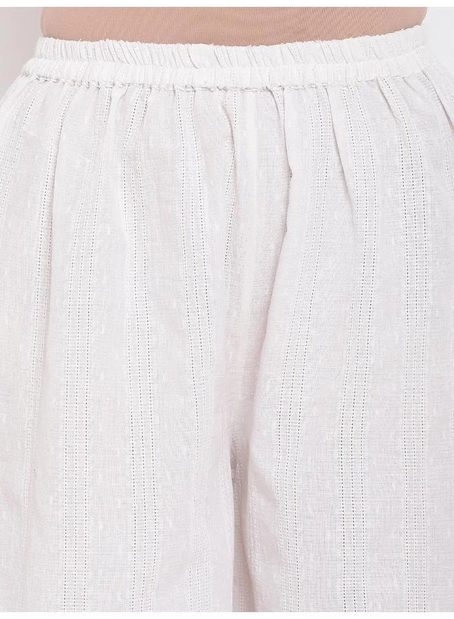 trueBrowns White Dobby Kurta Set