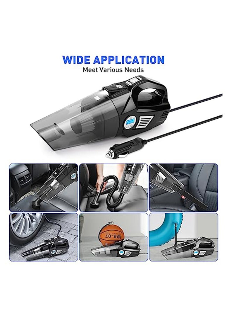 Hihonor 2 in 1 Handheld Vacuum Cleaner Portable Air Compressor, 8KPa Car Vacuum Cleaner 100PSI Tire Inflator 14FT Cord with Tire Pressure Gauge Display with LED Car Accessories - Image 5