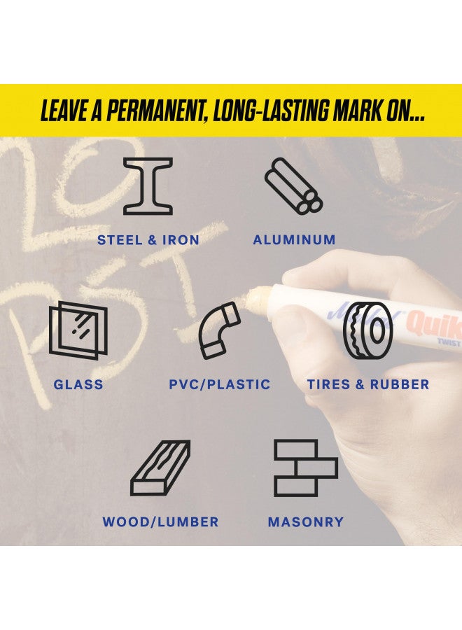 Markal 61053 Quik Stik Twist Long-Lasting Solid Paint Marker, Yellow (Pack of 12) - Image 3