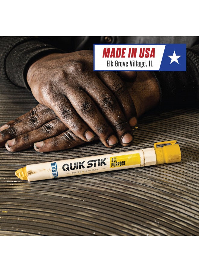 Markal 61053 Quik Stik Twist Long-Lasting Solid Paint Marker, Yellow (Pack of 12) - Image 5