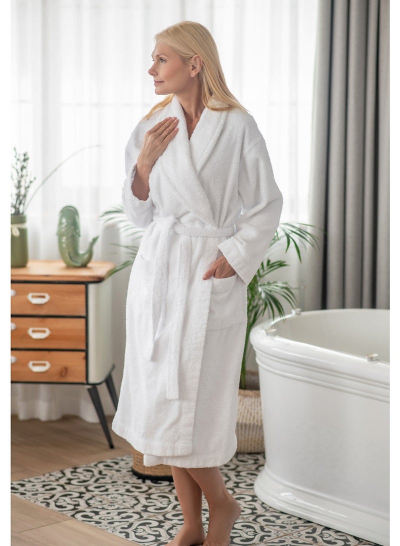 My Cotton Unisex White Hooded Terry Bathrobe 100% Cotton Soft Absorbent Hotel Spa Bath Robe for Men & Women - Image 2