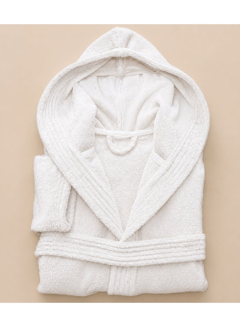 My Cotton Unisex White Hooded Terry Bathrobe 100% Cotton Soft Absorbent Hotel Spa Bath Robe for Men & Women - Image 1