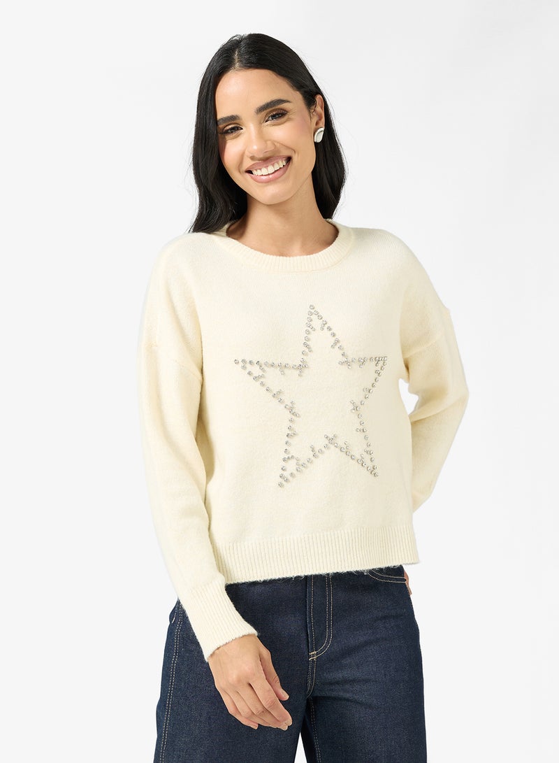 ONLY ONLRENATA LongSleeve crew NECK BLING Knitted Sweater - Image 1