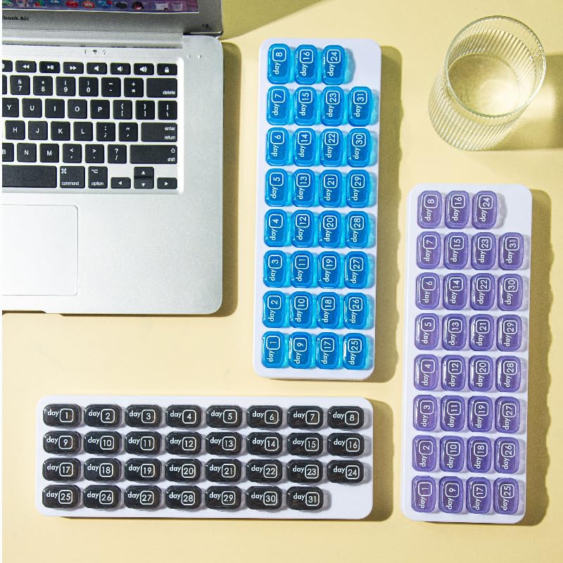 TCCMEIR 31 Day Monthly Pill Organizer, Portable Pill Medicine case Box Holder for Daily Medicine/Vitamin/Fish Oils/Supplement,Purple - Image 4