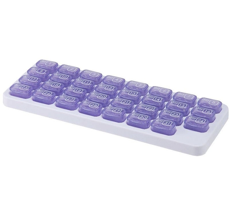 TCCMEIR 31 Day Monthly Pill Organizer, Portable Pill Medicine case Box Holder for Daily Medicine/Vitamin/Fish Oils/Supplement,Purple - Image 1