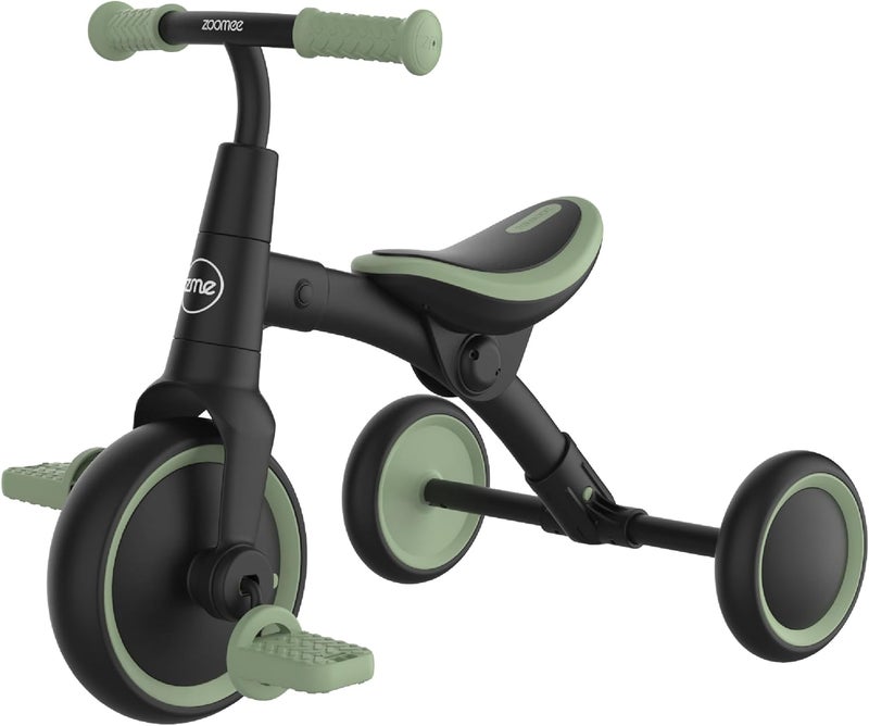 ZOOMEE Balance Bike to Trike, 2-in-1 Ride On Tricycle for Toddlers, With Adjustable Seat and Removable Pedals, Indoor & Outdoor Use, Ages 18 Months+, Forest Green, Develops Confidence & Motor Skills - Image 1