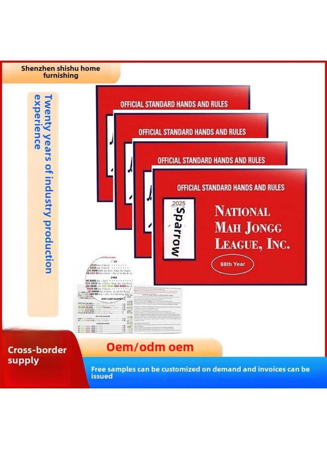 Generic - Mahjong Standard Hand Rules For Beginners Casual Game Rules Mahjong Scorecard Rules Cards-Color:Orange Leaflet - Image 1