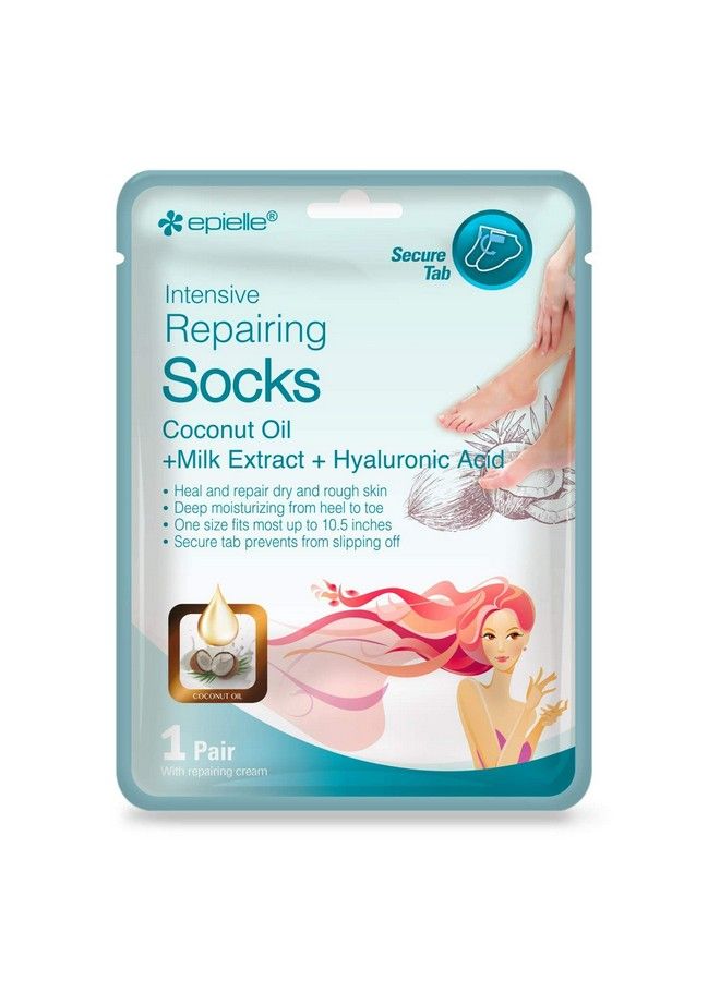 Epielle Intensive Repairing Foot Mask For Dry Foot And Cracked Heel And Callus (Socks6Pk) Foot Spa Masks Coconut Oil + Milk Extract + Hyaluronic Acid. Stocking Stuffers!! - Image 3