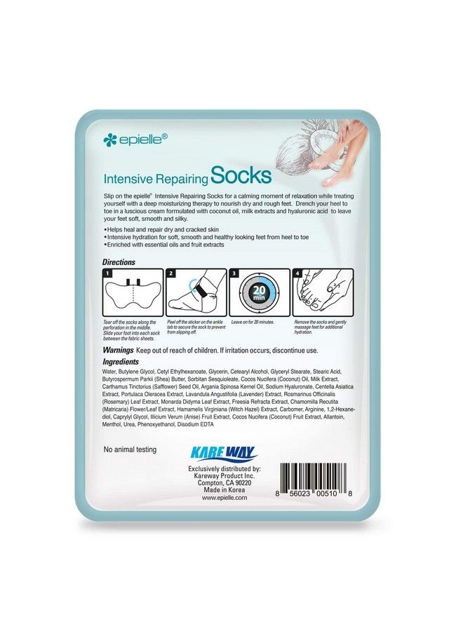 Epielle Intensive Repairing Foot Mask For Dry Foot And Cracked Heel And Callus (Socks6Pk) Foot Spa Masks Coconut Oil + Milk Extract + Hyaluronic Acid. Stocking Stuffers!! - Image 4