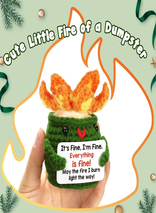 BuiltFit Funny Positive Fire of Dumpster - Everything is Fine, Emotional Uplifting Support Crochet Dumpster for Women Men Coworker Birthday Thanksgiving Christmas Stocking Stuffers Xmas - Image 2