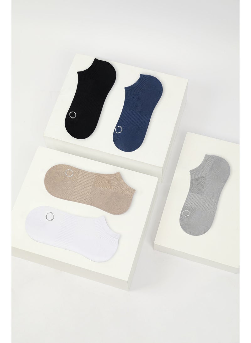 FEEL Men's Low-Cut Socks, Breathable Cotton Blend, Light Multicolor, 5 Pairs - Image 2
