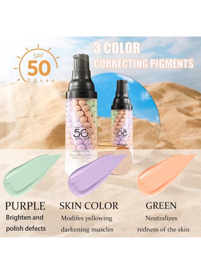 SADOER 3 In 1Primer for Face Before Makeup,Sunscreen Isolation Cream, SPF 50, One Step Color Corrector Face Primer, Blurs Imperfections Oil Control & Moisturizing Skin Tone Correcting,Radiance Skin - Image 2