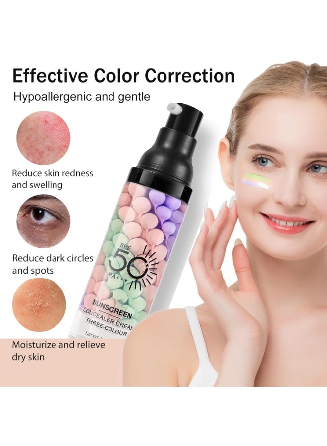 SADOER 3 In 1Primer for Face Before Makeup,Sunscreen Isolation Cream, SPF 50, One Step Color Corrector Face Primer, Blurs Imperfections Oil Control & Moisturizing Skin Tone Correcting,Radiance Skin - Image 3