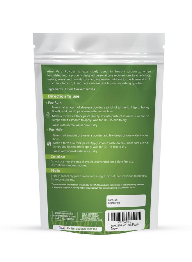 Holy Natural - The Wonder of World Organic Aloe Vera Leaf Powder - 454Gm (16 Oz) (Aloe Barbadensis Miller -1 Lb) - Resealable Zip Lock Pouch - Image 2