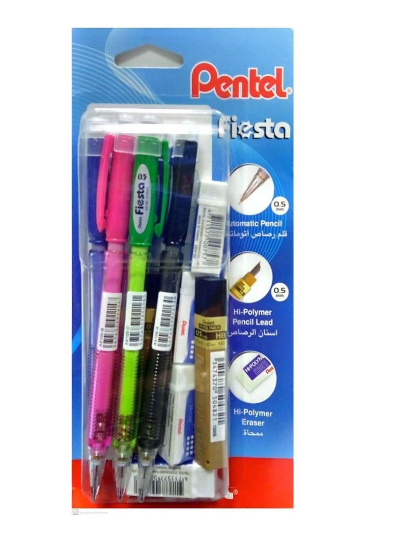 Pentel 11-Piece Fiesta Mechanical Pencil, Lead And Eraser Set Multicolor - Image 1