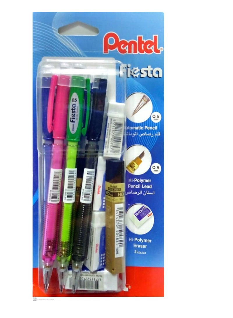 Pentel 11-Piece Fiesta Mechanical Pencil, Lead And Eraser Set Multicolor - Image 2