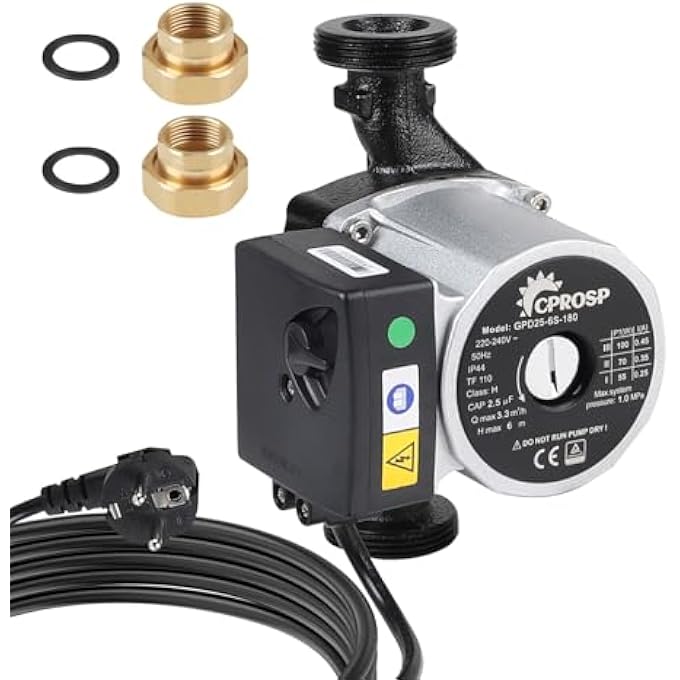 HEATING PUMP 1 1/2 INCH 6 METRE DELIVERY HEIGHT, 3-STAGE CIRCULATION PUMP (55-70-100 W), HOT WATER CIRCULATION PUMP WITH 1 INCH COPPER CONNECTION, HIGHLY EFFICIENT PRESSURE BOOSTER PUMP FOR - Image 1