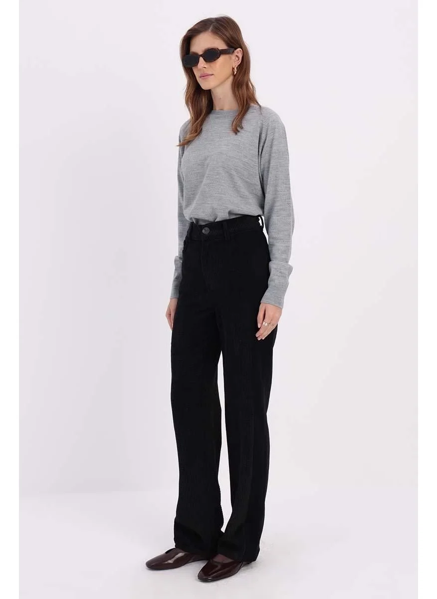 Allday Black-Fabric Mixed Trousers
