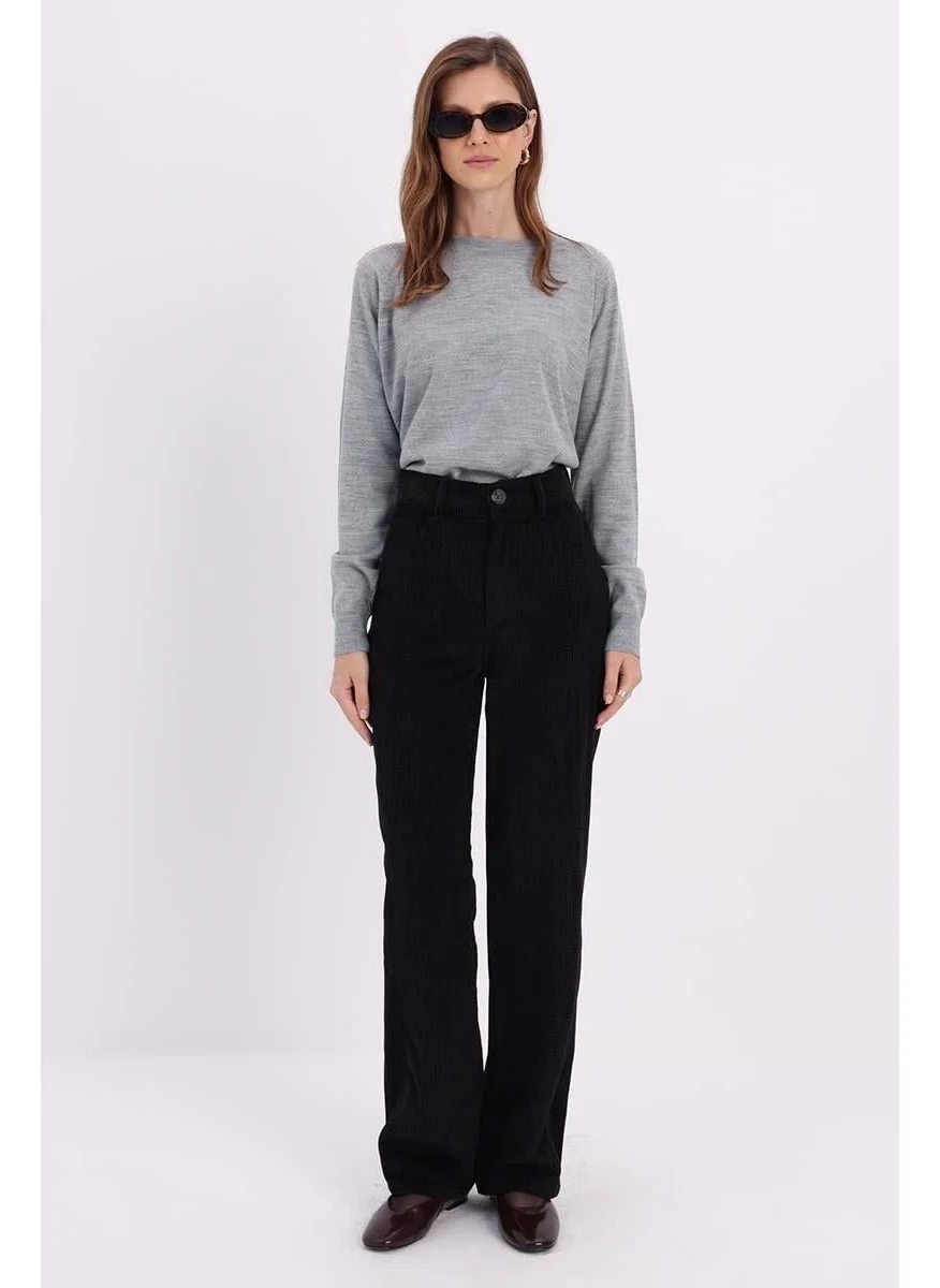 Allday Black-Fabric Mixed Trousers