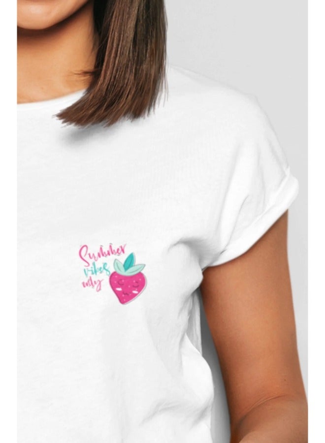 Primina Women's printed T-Shirt -Summer vibes, round neck, 100% cotton, regular fit - Image 2