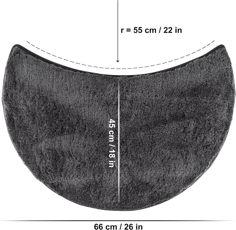 FLUFFY Bath Mat for Round Showers, Made of Microfiber, with Non-Slip Bottom (Crescent | Shower Radius 21 5/8 inch, Anthracite) - Image 3