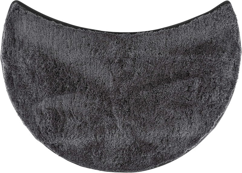 FLUFFY Bath Mat for Round Showers, Made of Microfiber, with Non-Slip Bottom (Crescent | Shower Radius 21 5/8 inch, Anthracite) - Image 1