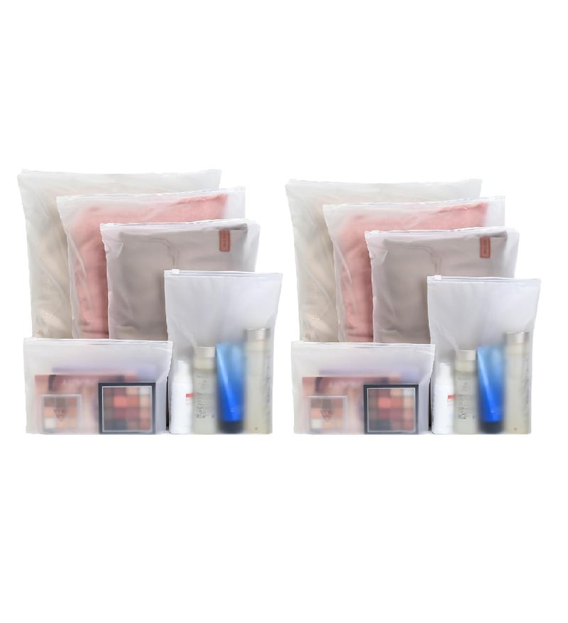 ZURATO 5pc Set Transparent Packing Bags for Travelling, Zip Bags for Clothes, Cosmetic, Jewellery, Tolitary, Shoes Storage Bag for Travel Organizer, Zip Lock Bag with Air Vent Hole (2 Set) - Image 1