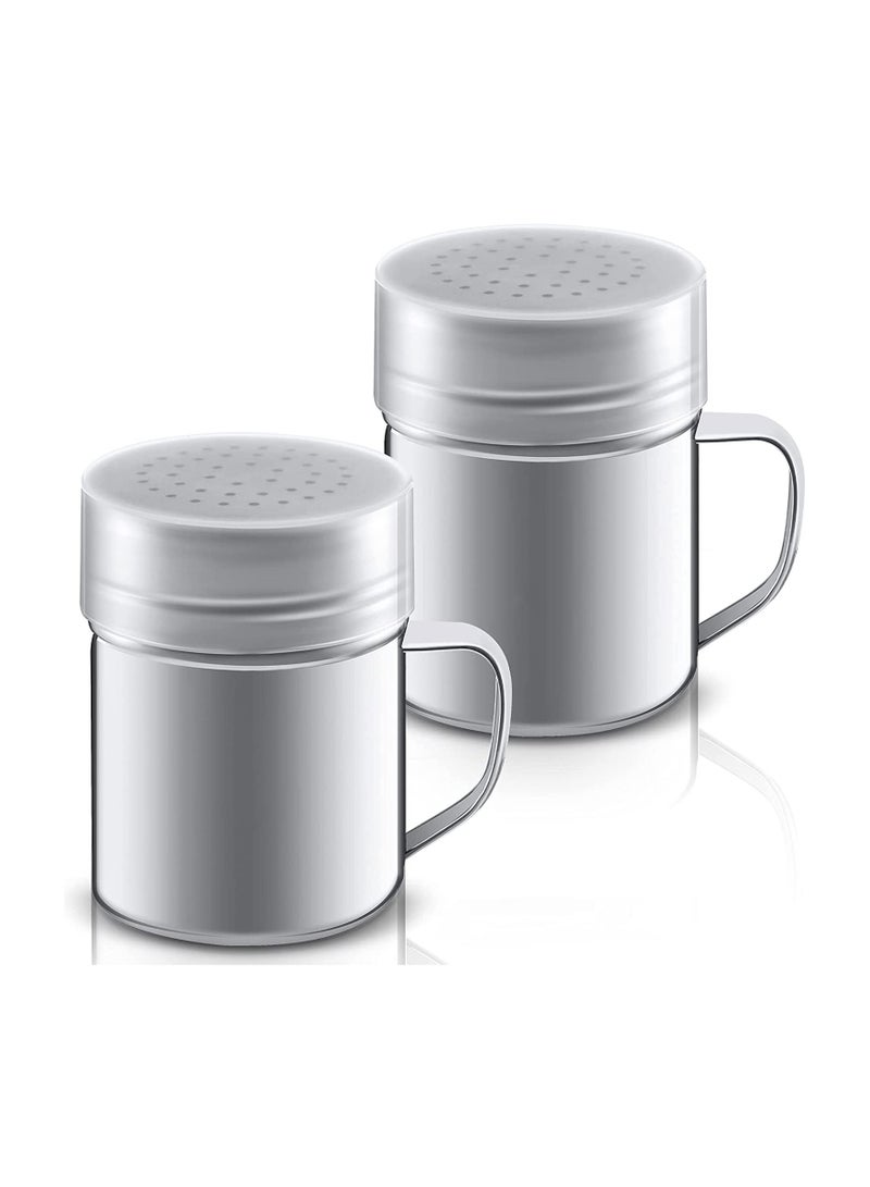 SYOSI Seasoning Bottle, Stainless Steel Dredge Shaker with Lid and Handle Salt and Pepper Shakers Seasoning Pepper Shaker Spice Condiment Shaker for Cooking Kitchen Baking Salt Candy 2 Pieces 345ml - Image 1
