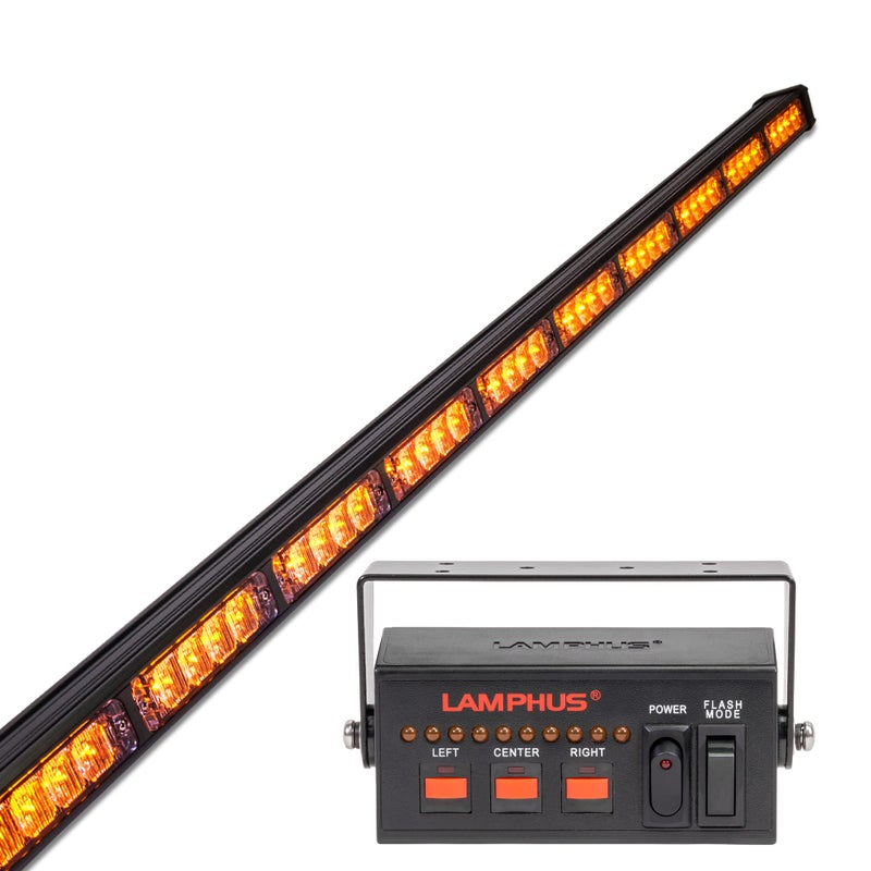 SolarBlast 47 40W Amber LED Traffic Advisor Light Bar with TA Controller Box 12V Waterproof Directional Yellow Orange Flashing Emergency Safety Warning Lightbar Lights for Work Truck Vehicles Car