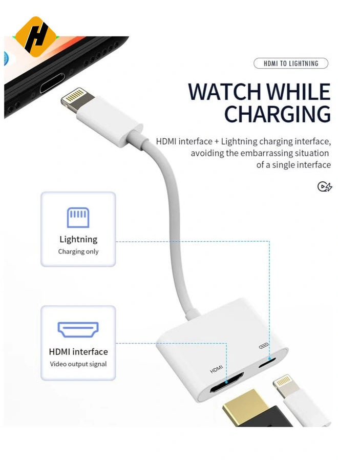 HuHa - Lightning to Hdmi Adapter for TV Compatible for iPhone 12 13 Pro Max Splitter Digital AV Female Port Converter and Charging Connector Cord Projector - Image 1