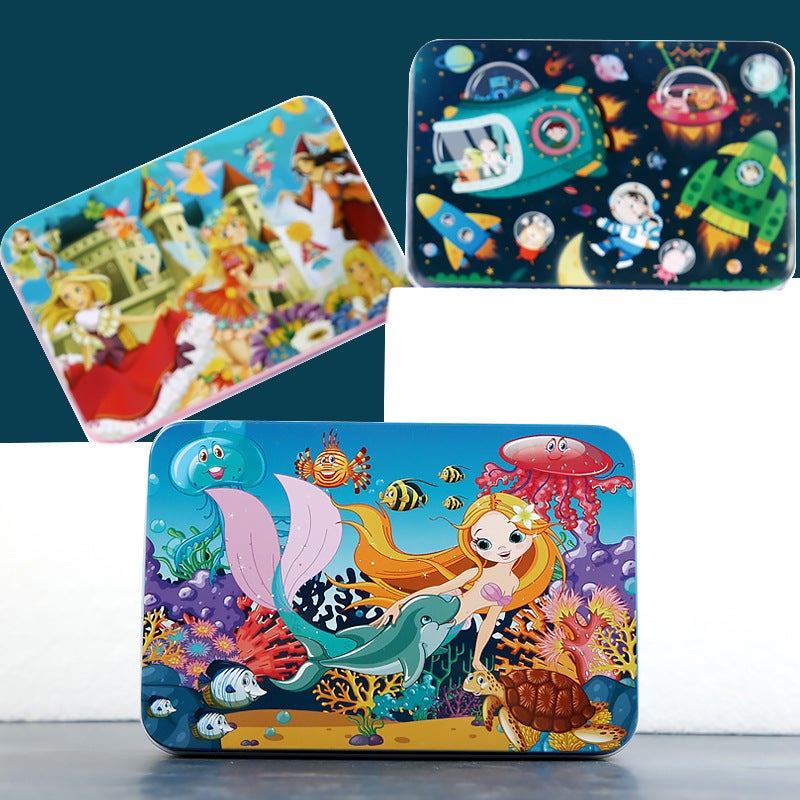 Kindergarten Baby Enlightenment Gift 100 Pieces Iron Box Wooden Puzzle Children'S Educational Early Education Wooden Toys - Image 5