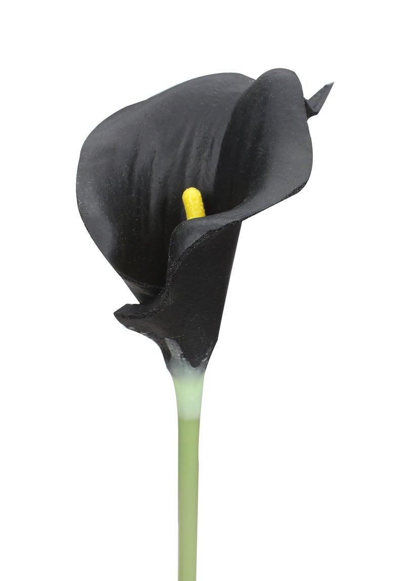 Duovlo 20pcs Calla Lily Bridal Wedding Bouquet Lataex Real Touch Artificial Flower Home Party Decor (Black) - Image 2