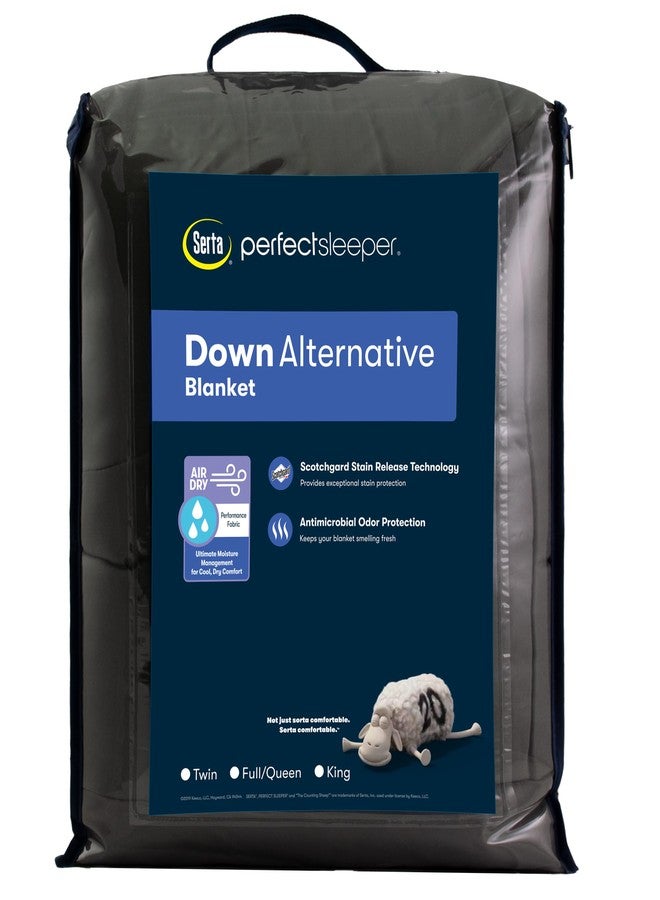 Serta Air Dry Down Alternative Bedding Blanket, Cooling and Breathable Performance Fabric, Twin, Light Grey - Image 4