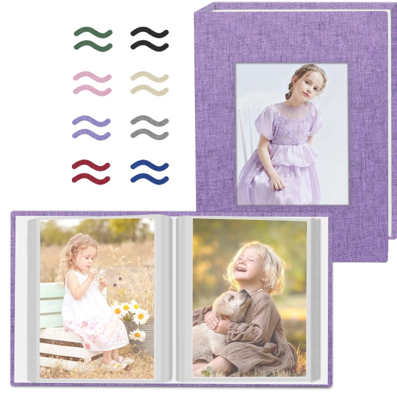 Popotop 2 Pack Photo Album 4x6 Pictures, Small Linen Slip-in Photo Albums Book for 80 Photos with 40 Pockets, Birthday Gifts for Women Mom Family Baby - Image 1