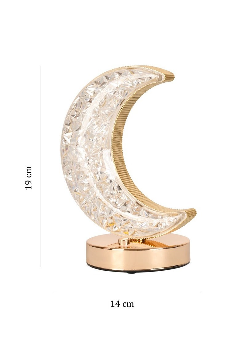 هلالفل هيلالفول كريستال الهلال مصباح الطاولة | الديكور الإسلامي مصباح LED لغرفة النوم وغرفة المعيشة | مصباح الهلال رمضان قابل للتعديل لعيد ، الديكور المنزلي والهدايا - Image 3