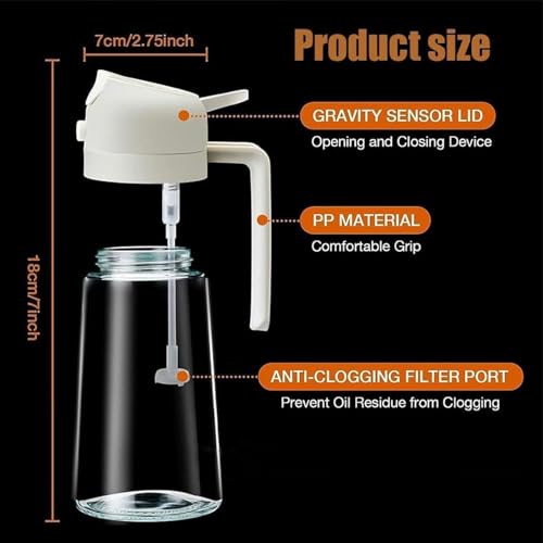 Faverito Claudelle 2-in-1 Glass Oil Dispenser Spray Bottle for Kitchen – 500ml Oil Sprayer for Cooking, Baking, Air Fryer, Salad, Frying & Vinegar | Leakproof Seasoning Bottle (Green) - Image 3