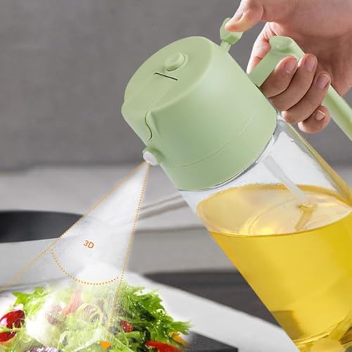 Faverito Claudelle 2-in-1 Glass Oil Dispenser Spray Bottle for Kitchen – 500ml Oil Sprayer for Cooking, Baking, Air Fryer, Salad, Frying & Vinegar | Leakproof Seasoning Bottle (Green) - Image 2