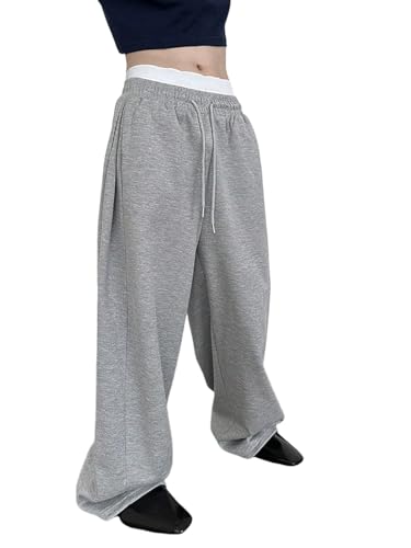 SHENHE Men's Baggy Pants Wide Leg Drawstring Waist Loose Sweatpants with Pockets Light Grey Medium - Image 5