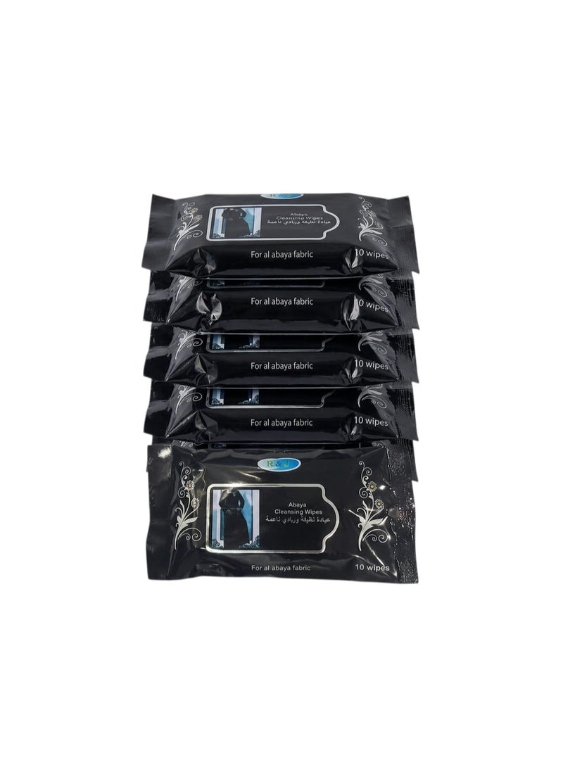 Wet wipes for cleaning abayas, consisting of 60 wipes, 6 packs of 10 wipes each. - Image 1