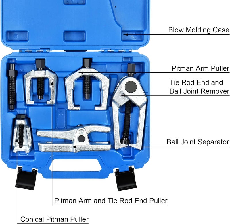 YSTOOL Front End Service Tool Set - 5 PCS Automotive Ball Joint Separator & Tie Rod End Puller Kit with Blue Case - Image 2