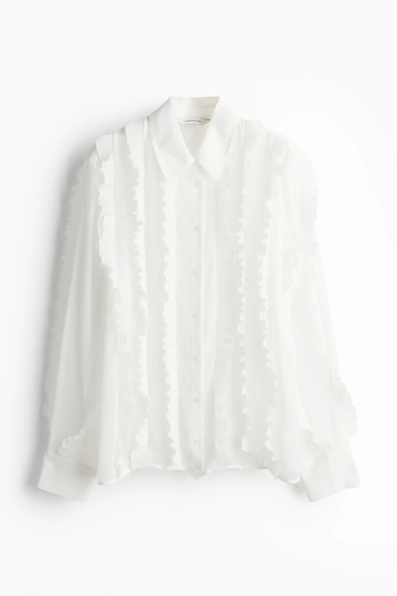 اتش اند ام بلوزة مزينة بحواف مكشكشة